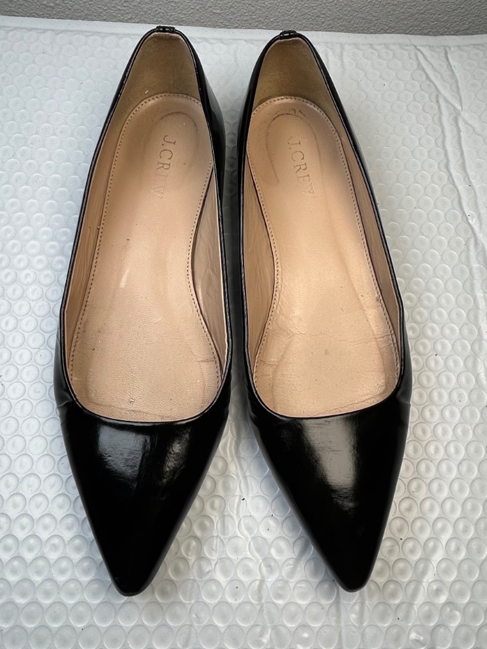 J.Crew Women’s Black Patent Leather Pointed Toe Ballet Flats Slip-On 6.5 M